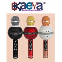 OkaeYa- WS-878 Microphone MIC Recording Condenser Handheld Microphone Stand W/ Speaker for Cellphone Karaoke Party Lights , Recording, TFT option Compatible With All Android And IOS Devices (Assorted Colour)